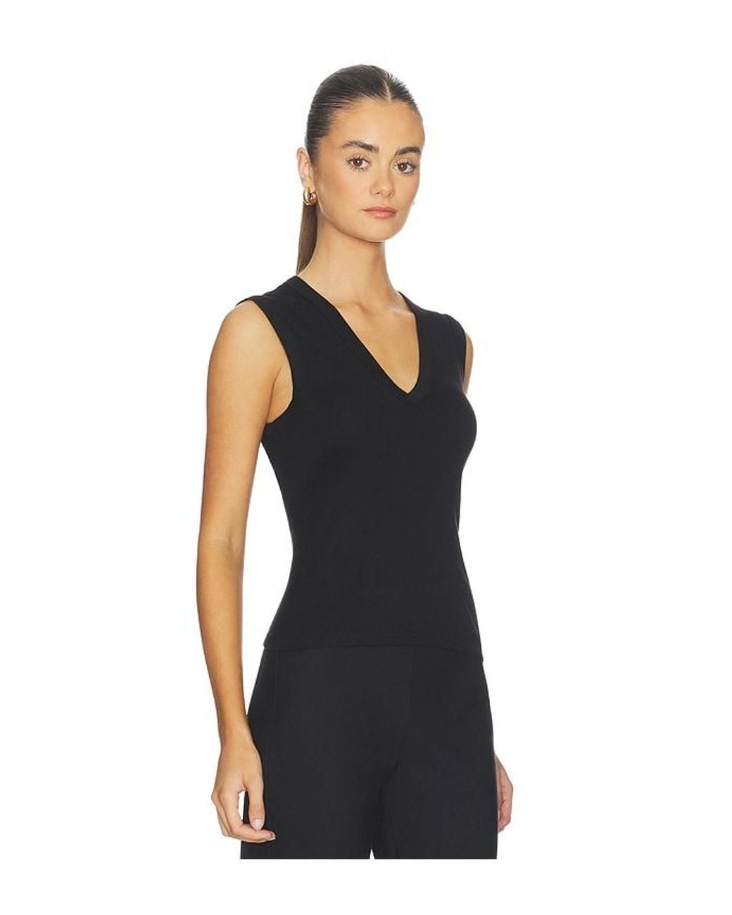 Enza Costa Black New Classic Sleeveless V