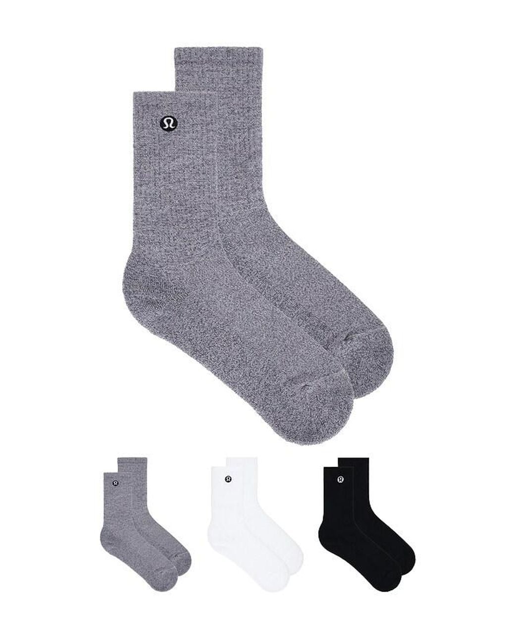 lululemon athletica Gray Daily Essential Socks 3 Pair for men