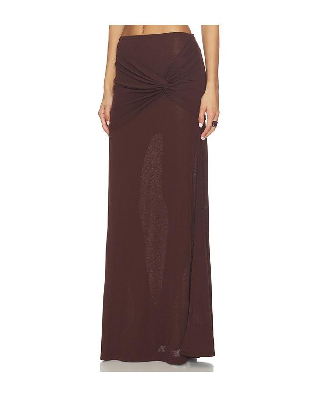 SNDY'S Brown Kalea Twist Maxi Skirt