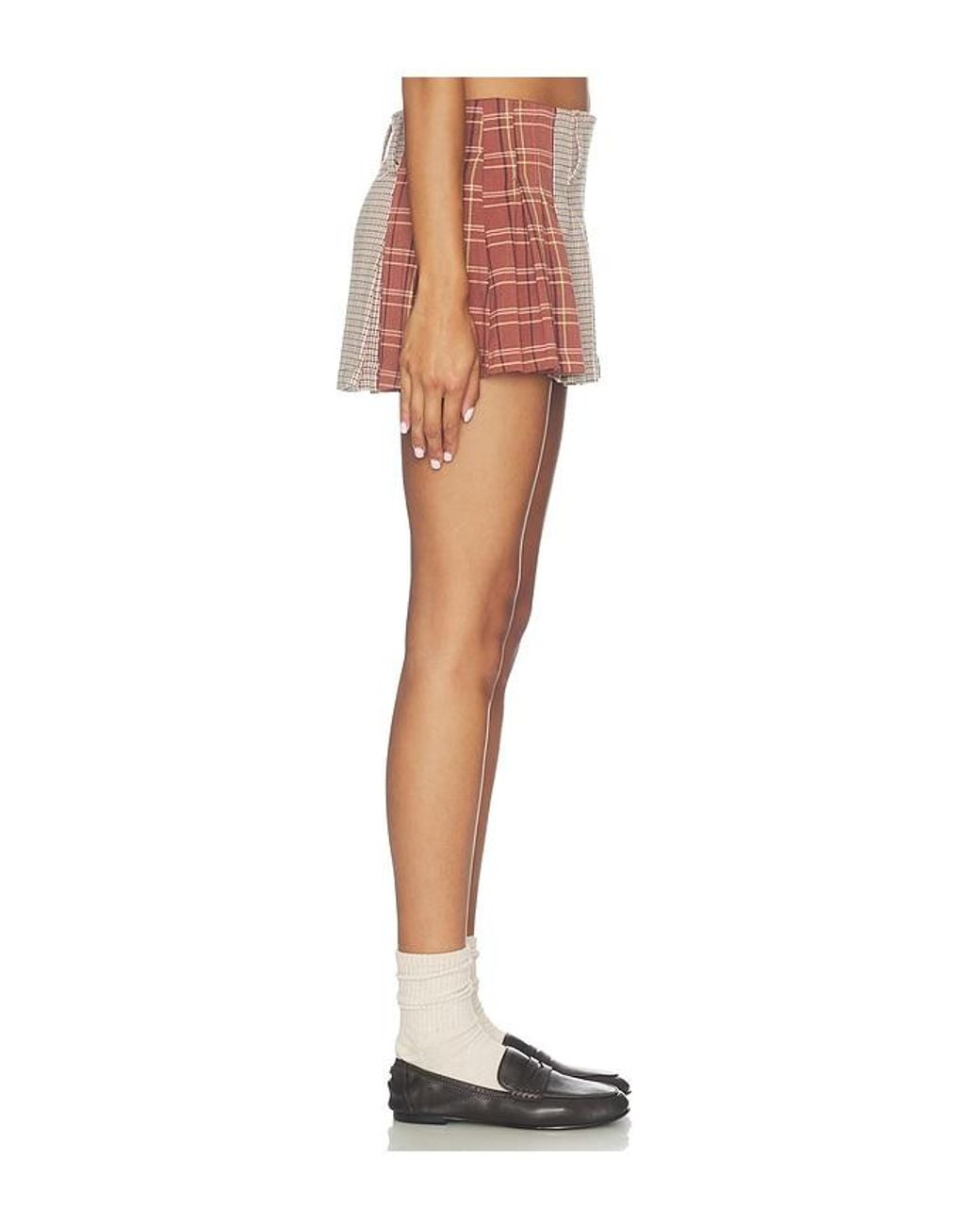 Free People Multicolor Sherry Pleated Mini Skirt