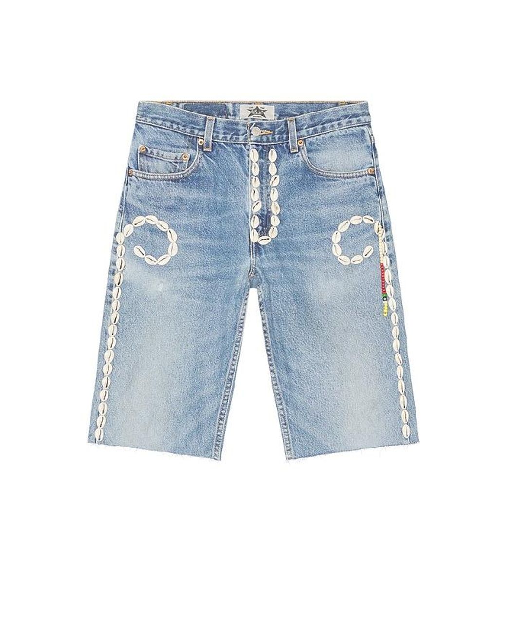 Barriers Worldwide Blue Cowrie Shell Shorts for men