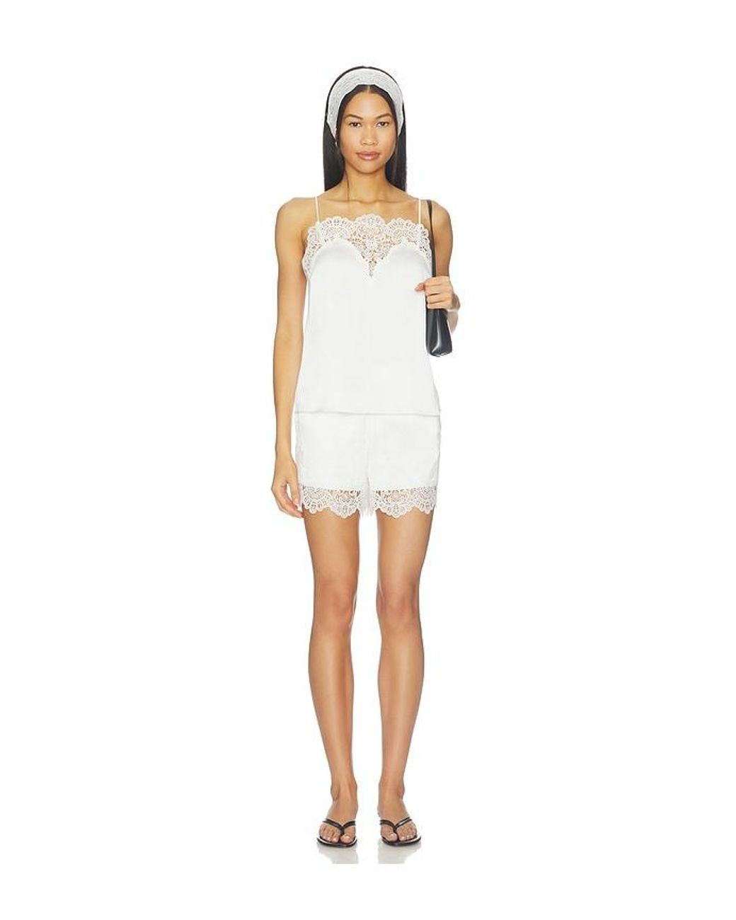 Generation Love White Lana Lace Combo Hammered Satin Shorts