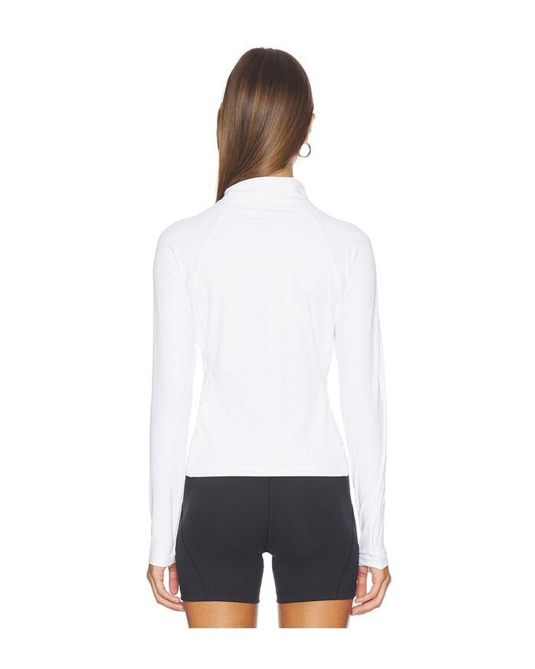 Halfdays White Julie Ribbed 1/4 Zip Top