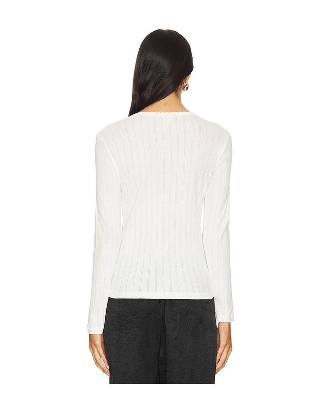Leset White Pointelle Long Sleeve
