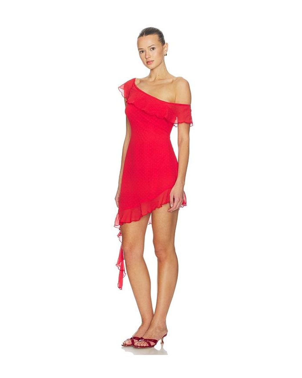SNDY'S Red Reyen Frill Mini Dress