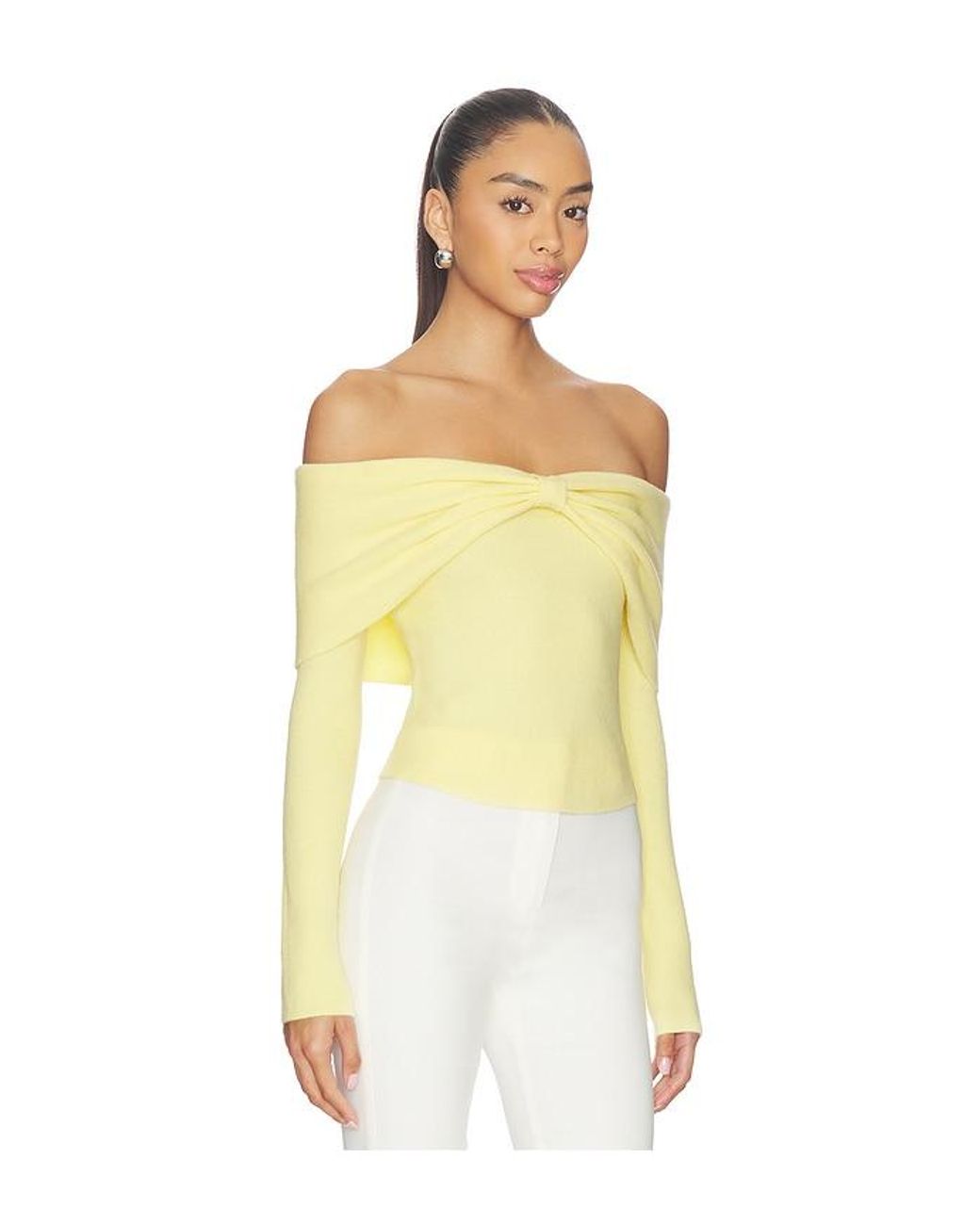 MAJORELLE Yellow Emma Off The Shoulder Sweater