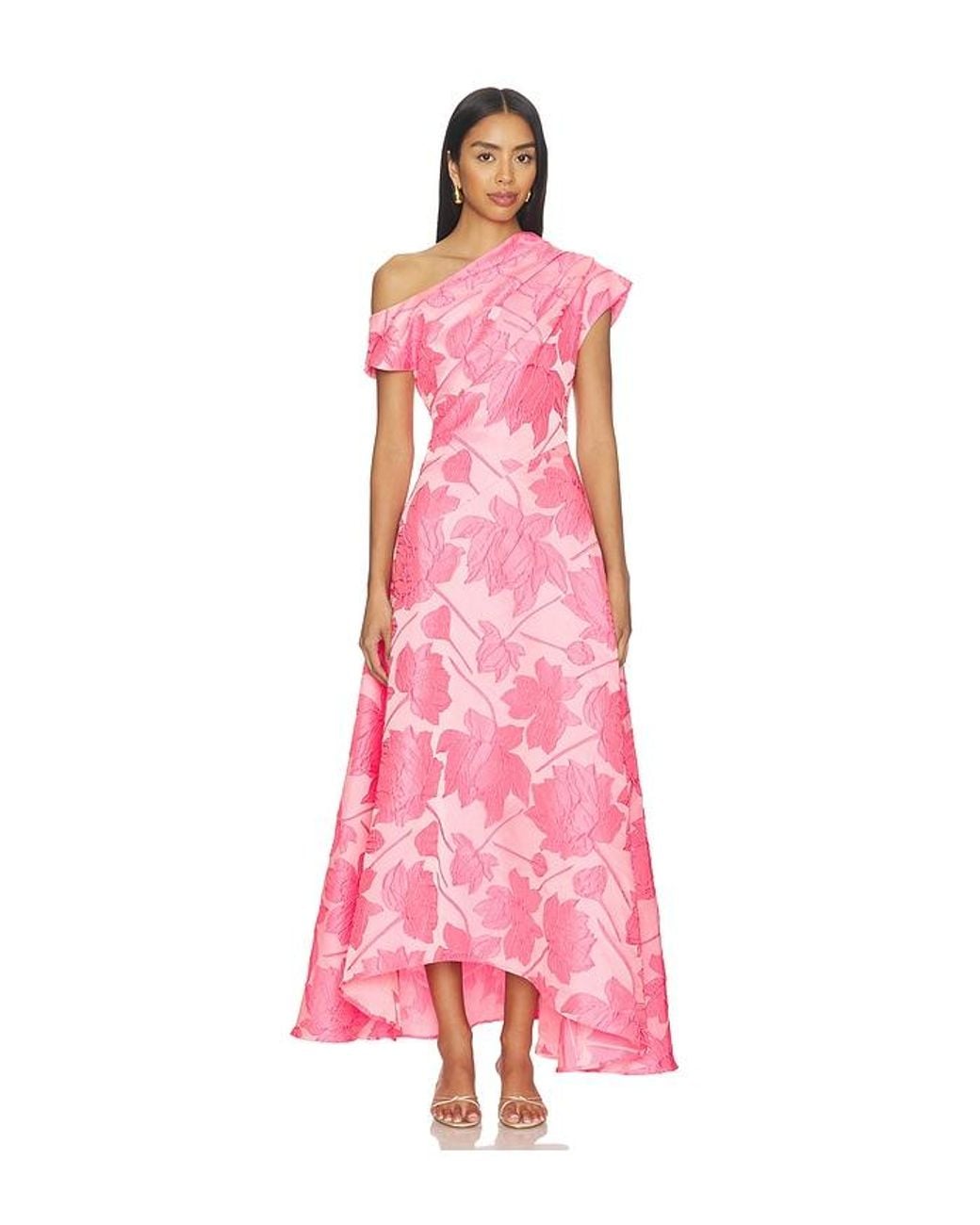 Elliatt Pink Dionne Asymmetrical Maxi Gown