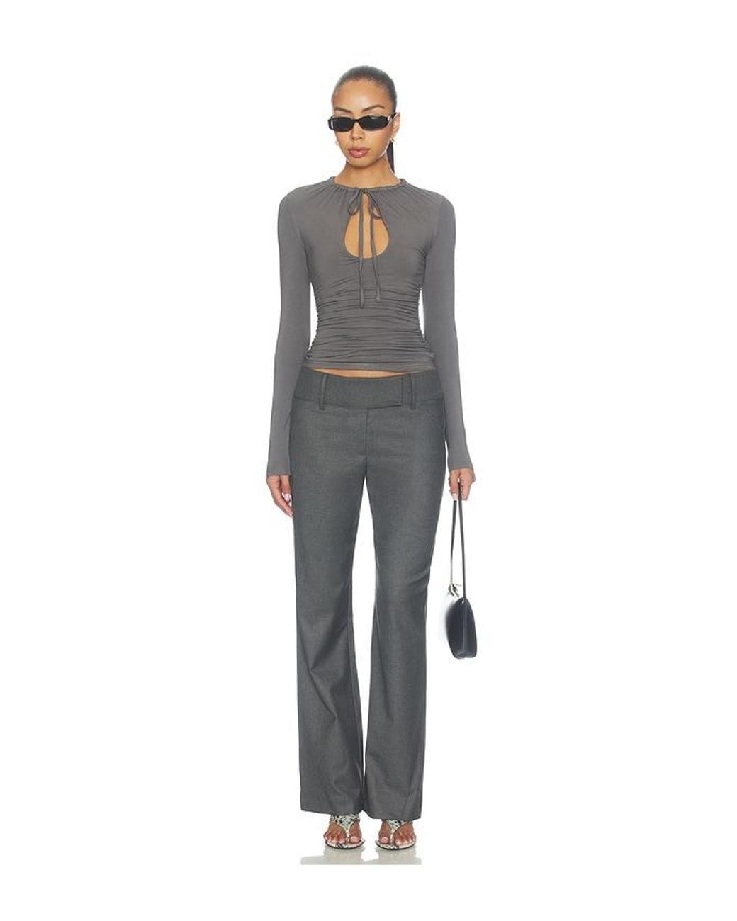 superdown Gray Cendra Open Front Top