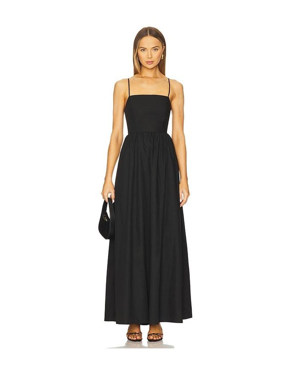 Susana Monaco Black Poplin Lace Up String Maxi Dress