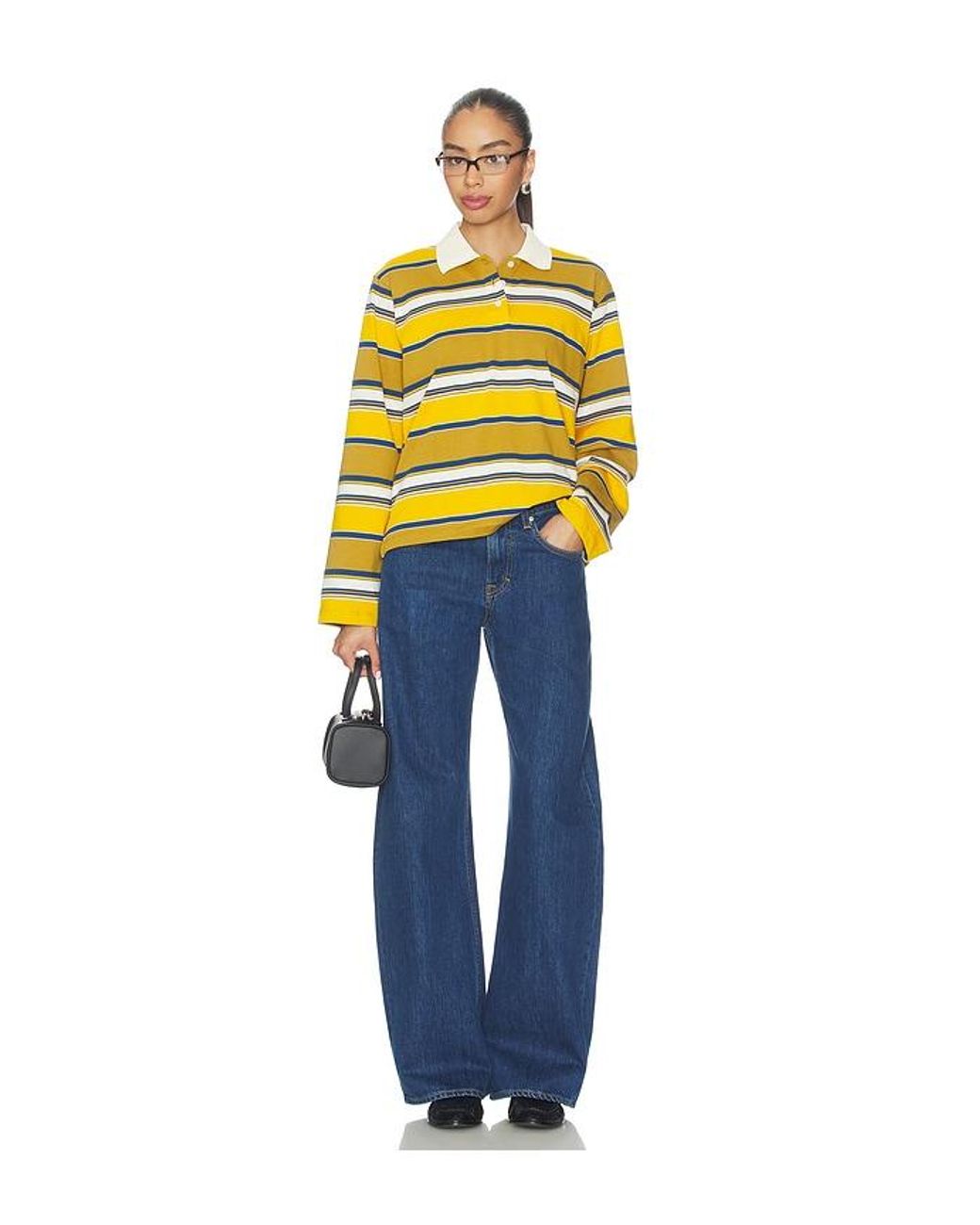 GRLFRND Yellow Long Sleeve Polo