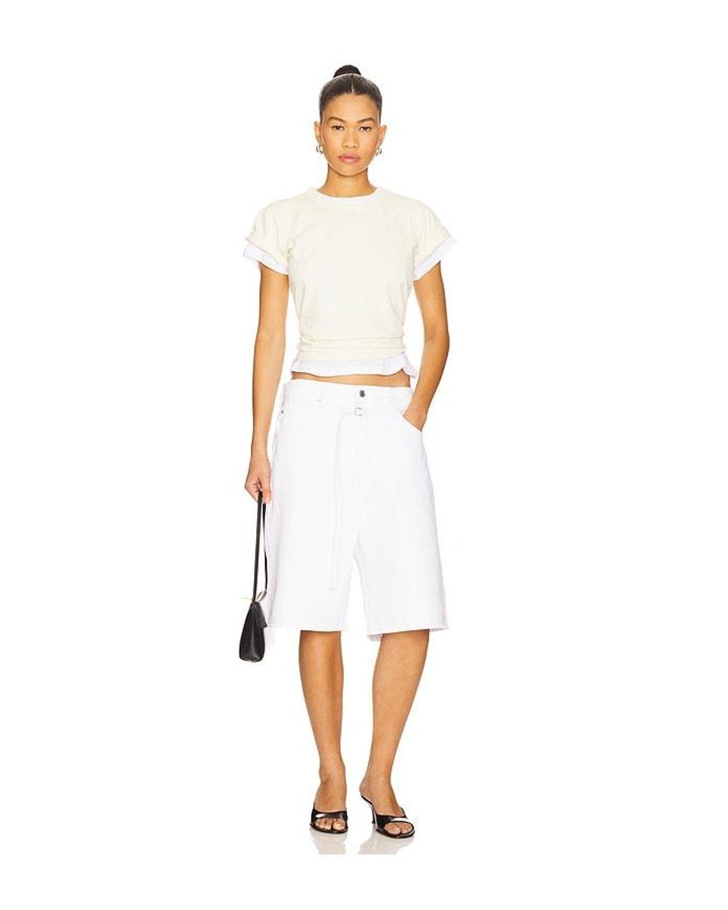 GRLFRND White Taylor Oversized Belted Short