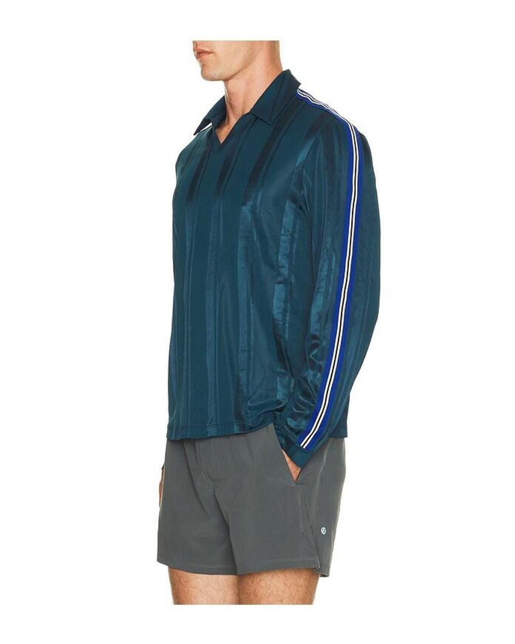 lululemon athletica Blue Knit Stripe Rugby Shirt for men