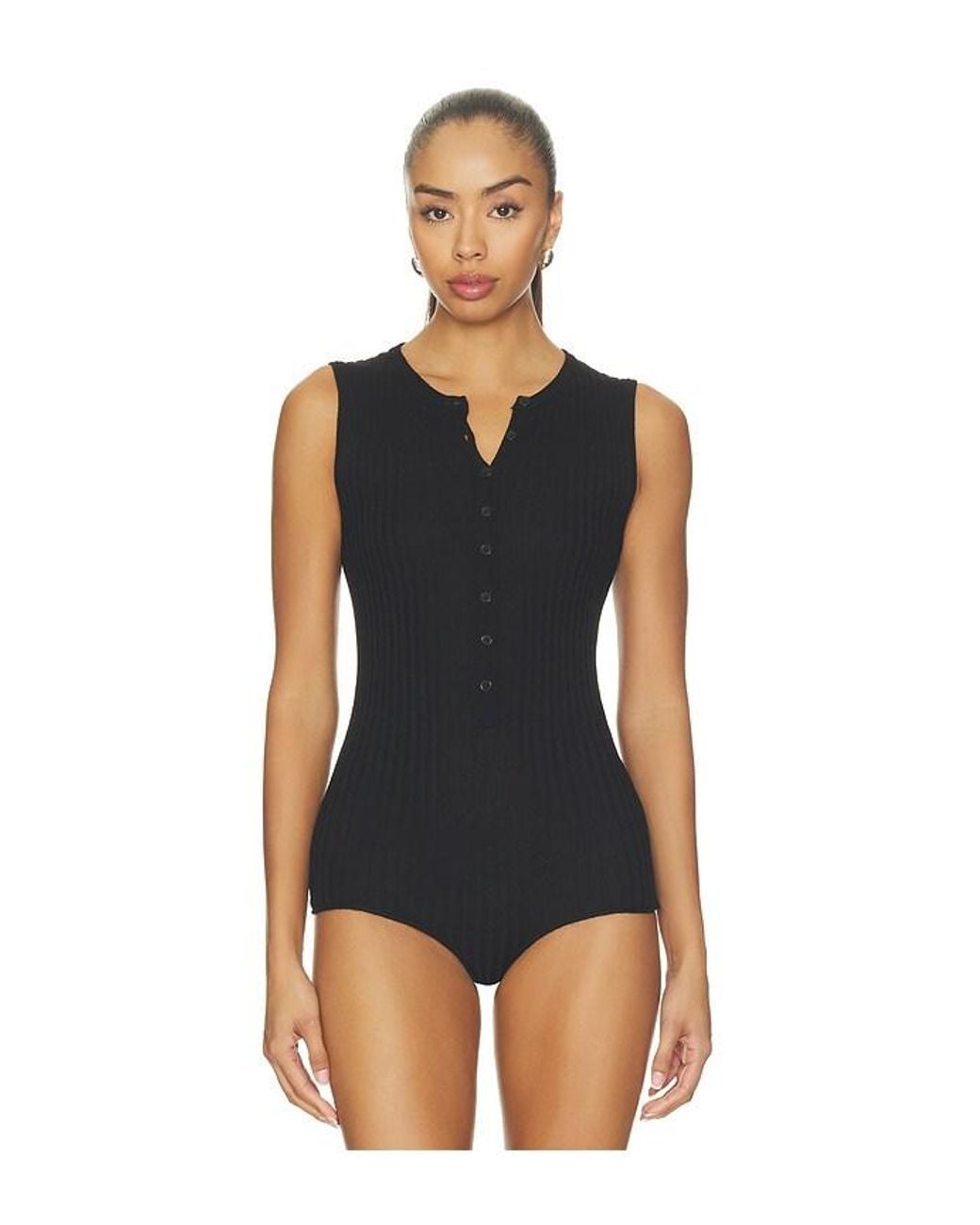Monot Blue Sleeveless Knit Bodysuit