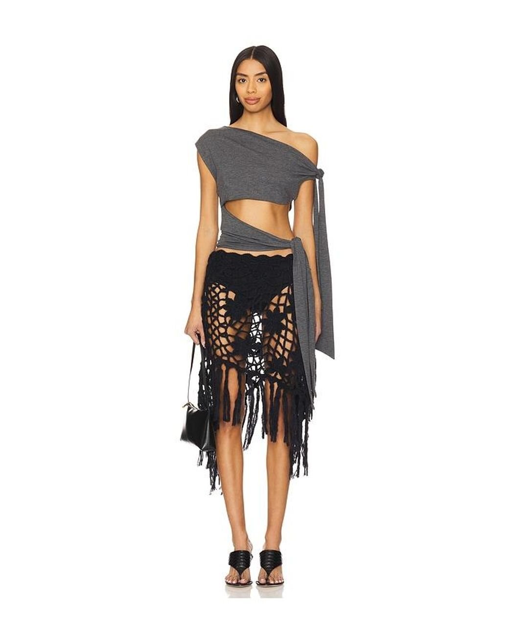 Jaded London Double Knotted Top in Black | Lyst