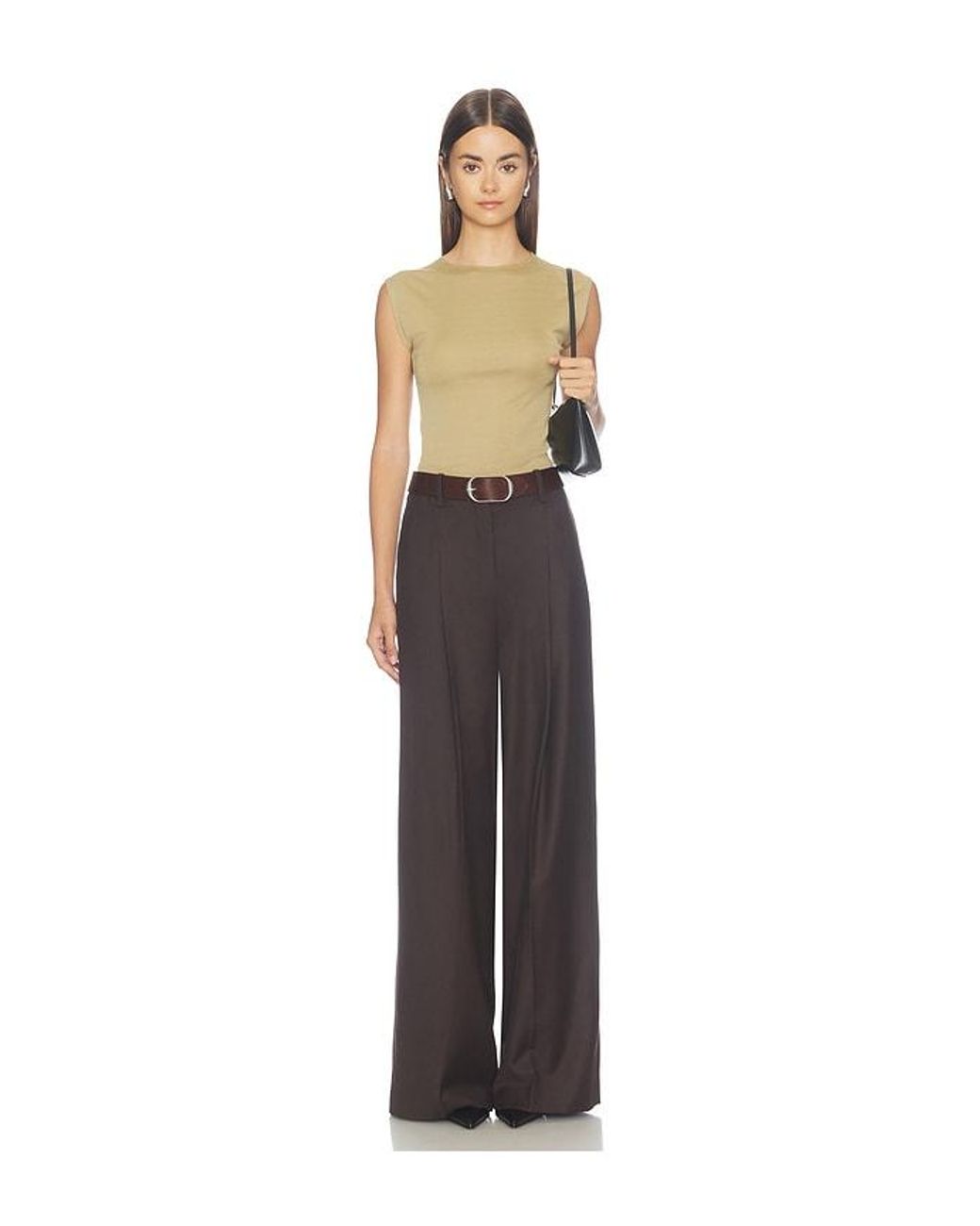 Theory Brown Wide Pleated Trouser