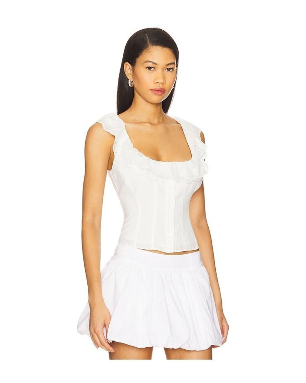 GUIZIO White Paloma Lace Top