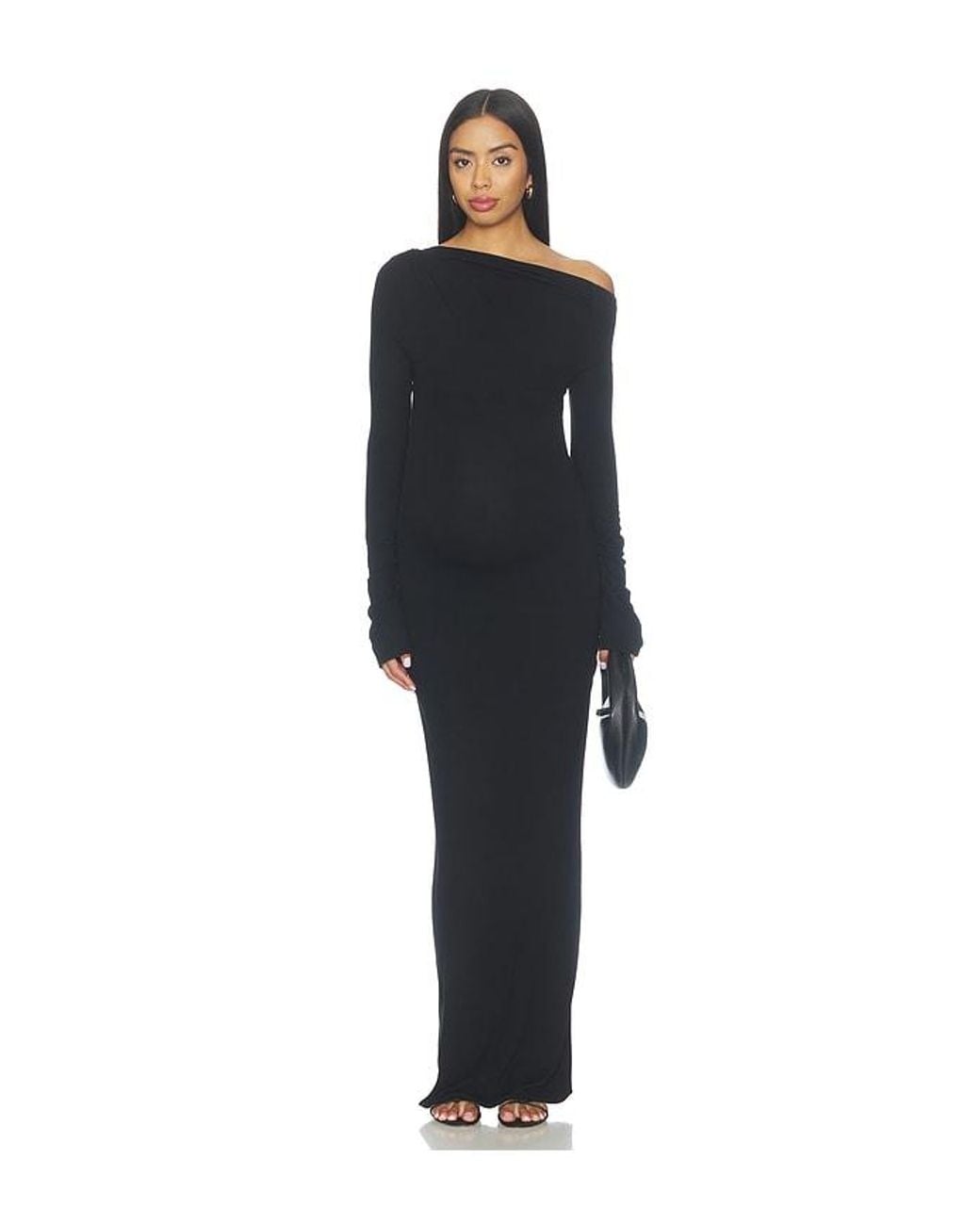 BUMPSUIT Blue Soft Rib Draped Maxi Dress