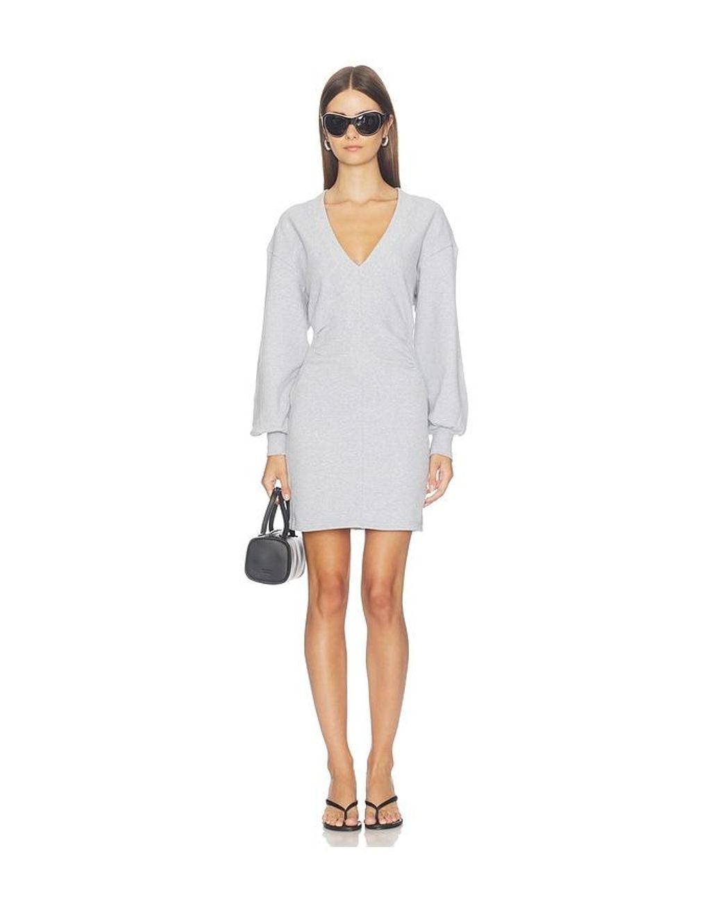 Susana Monaco White Fleece V Long Sleeve Dress