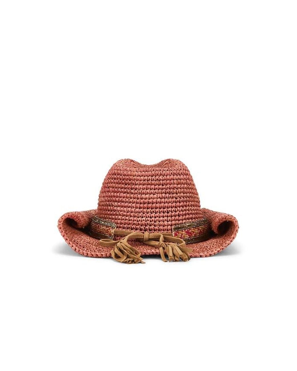 Flora Bella Red Skyler Crochet Raffia Cowboy Hat