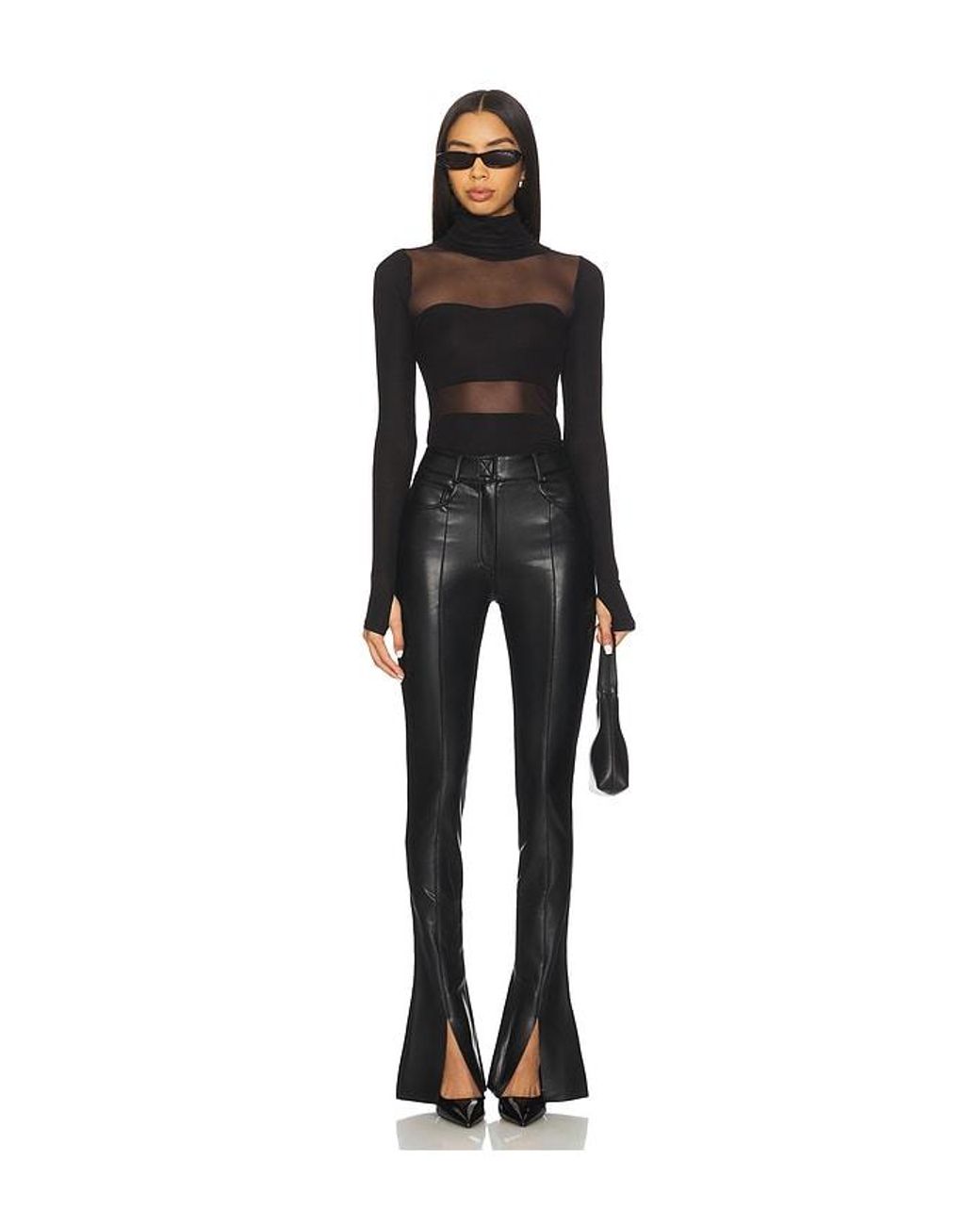 Michael Lauren Black Rem Long Sleeve Fitted Turtleneck Top