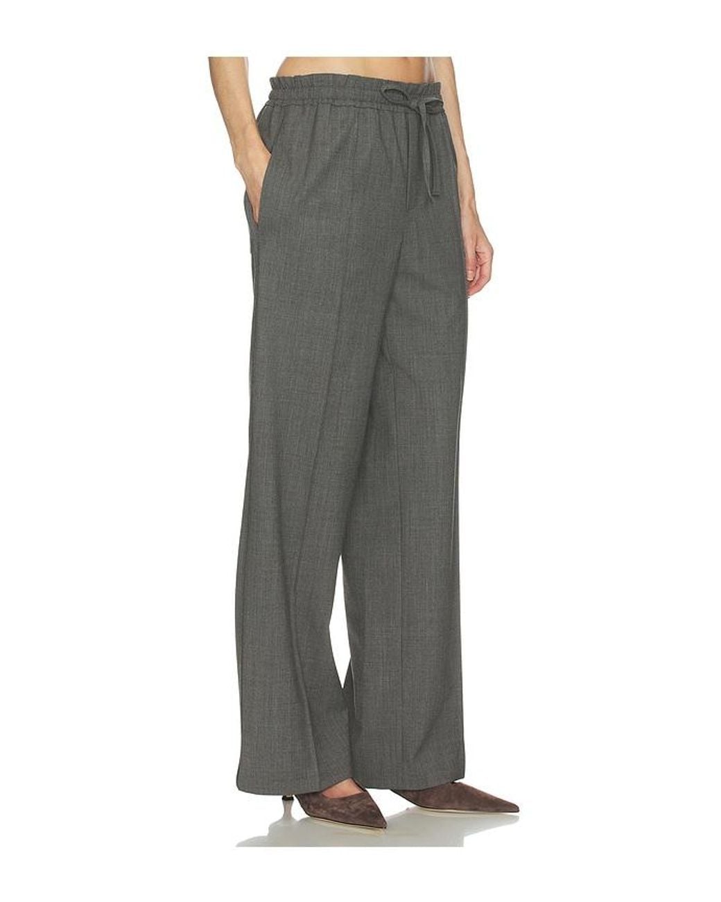 Helsa Gray Wool Blend Drawcord Trousers