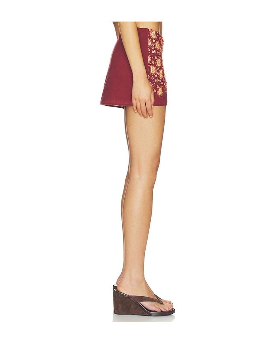 Urban Outfitters Red X Revolve Beaded Paisley Mini Skirt