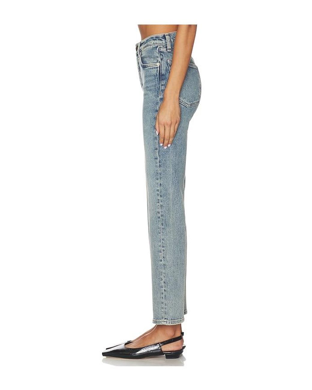 Rag & Bone Blue Harlow Mid-Rise Ankle Straight Jeans