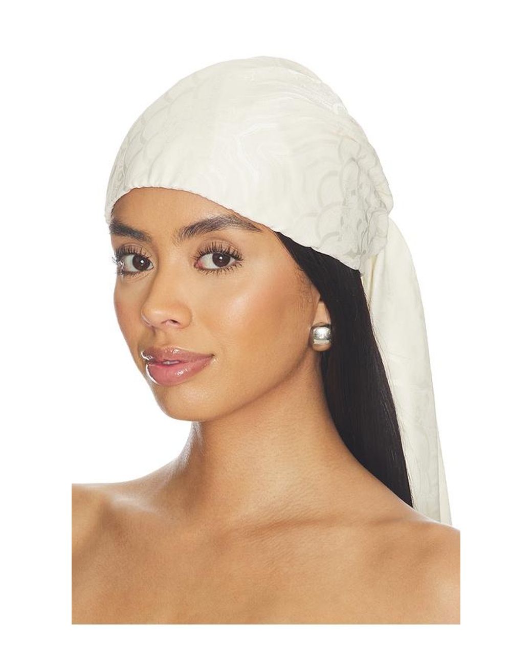 Lele Sadoughi White Sophia Eyelet Scarf Cap