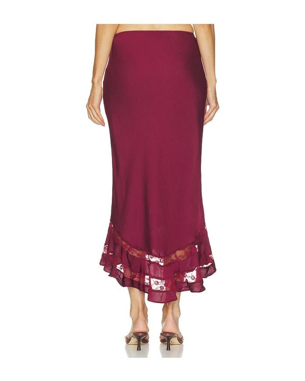 Free People Red Long Lost Lover Skirt