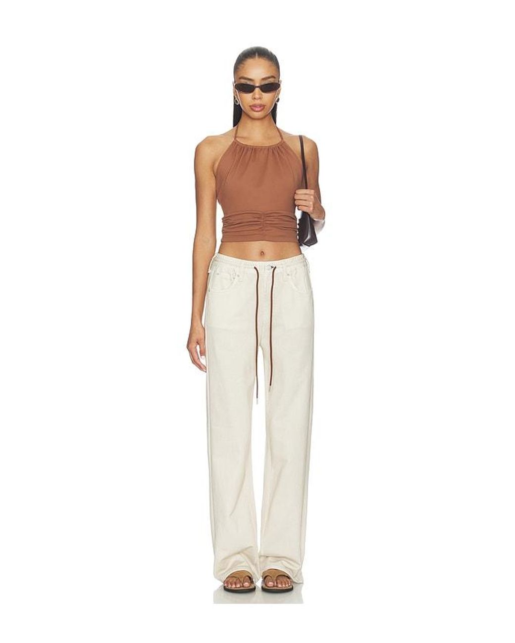 Rag & Bone White Miramar Terry Drawcord Wide Leg Pant