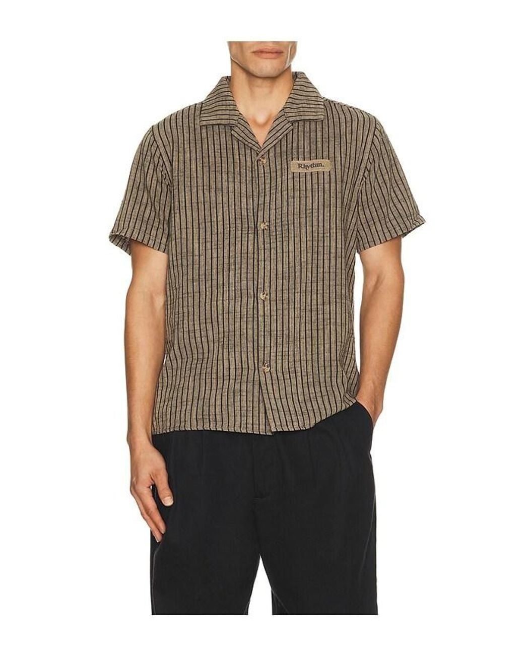 Rhythm Black Texture Stripe Shirt for men