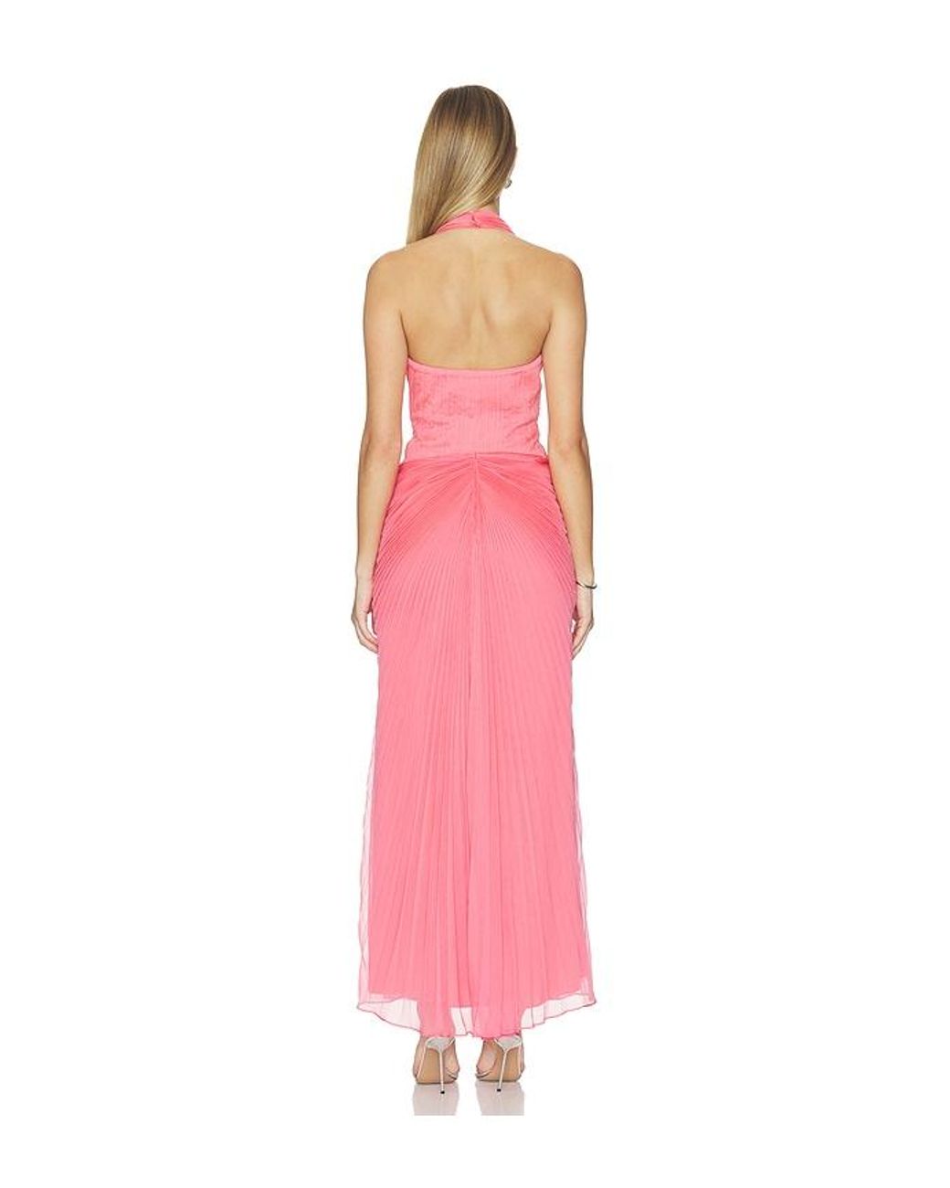 AMUR Pink Enly Pleated Ruched Gown