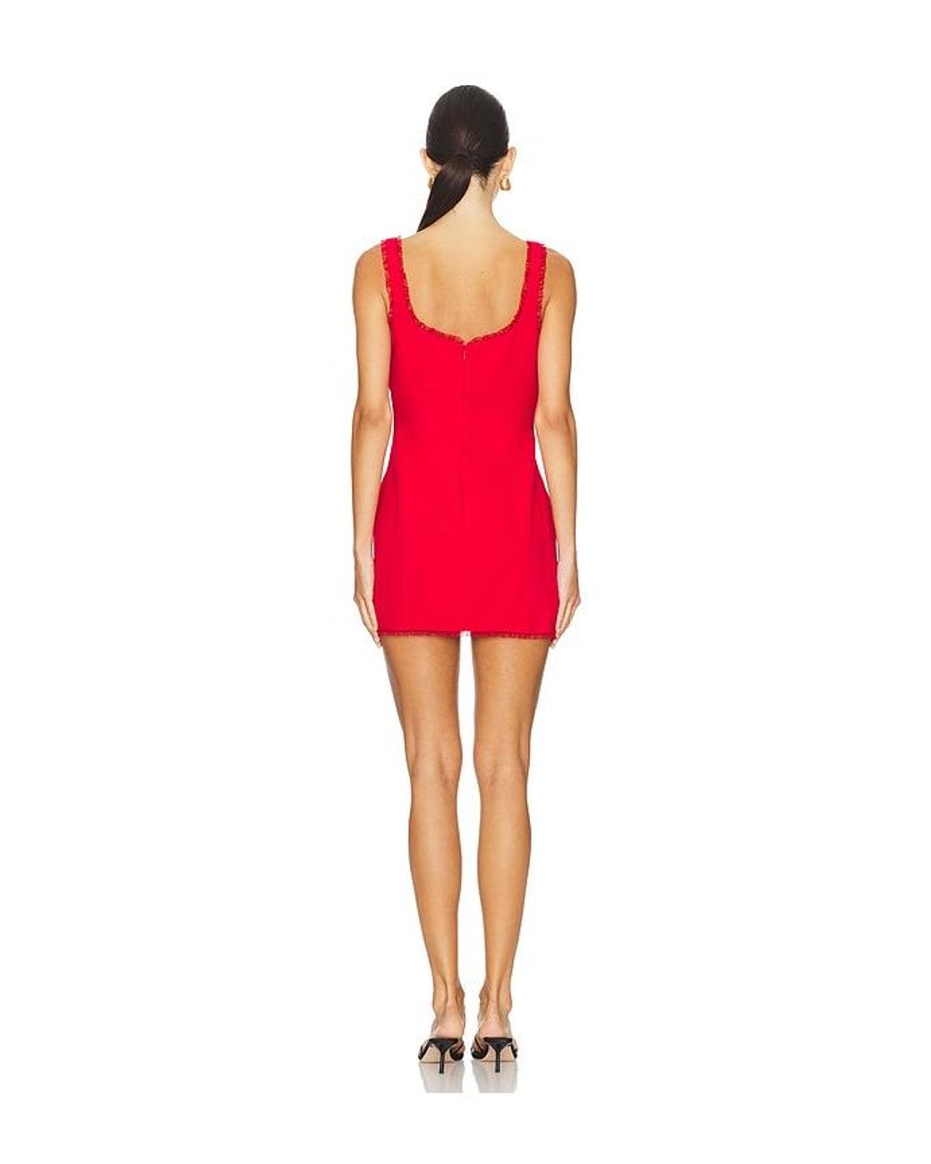 Amanda Uprichard Red Crepe Ruffle Tulle Sleeveless Romper