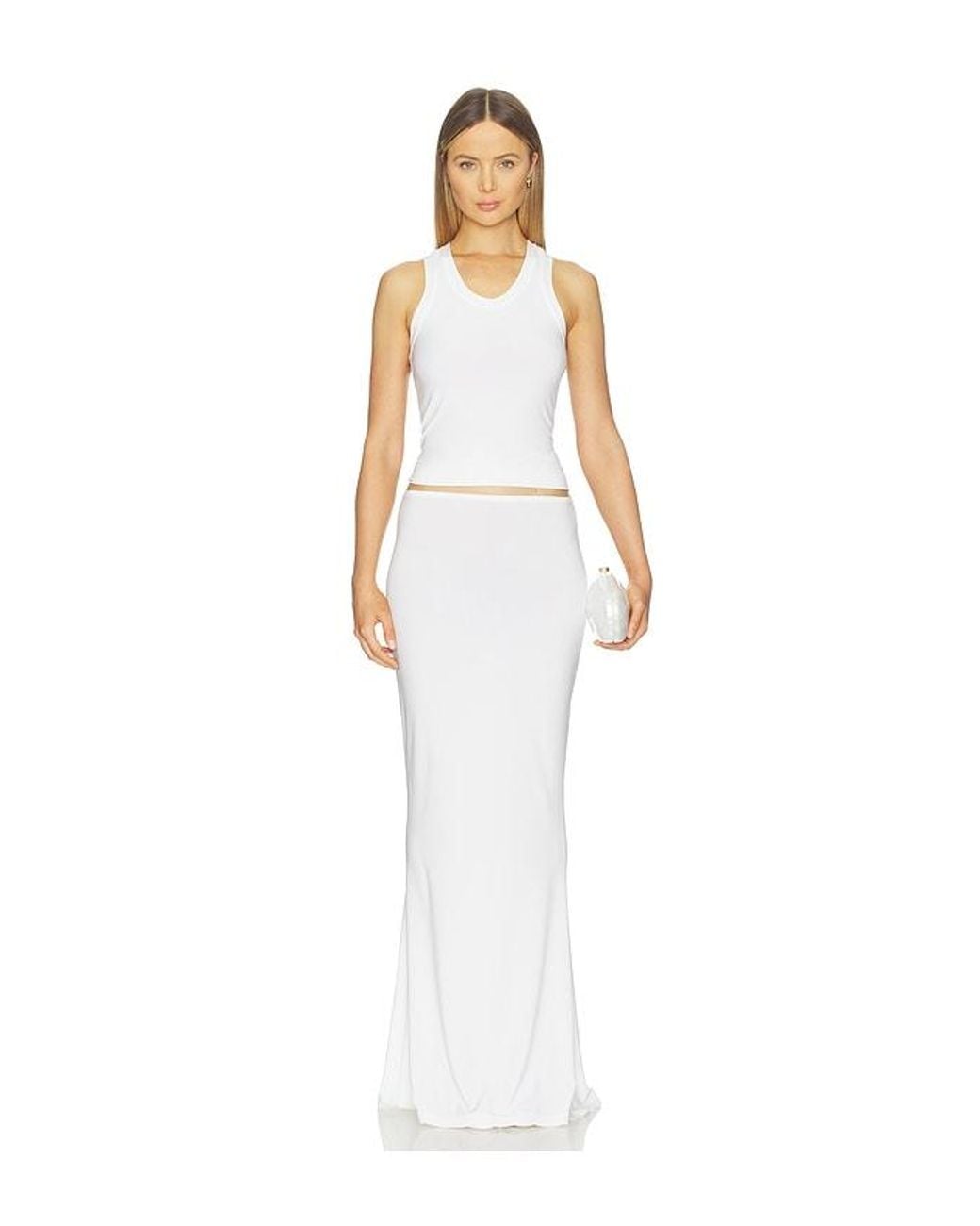 Norma Kamali White X Lifestyle Obie Long Skirt