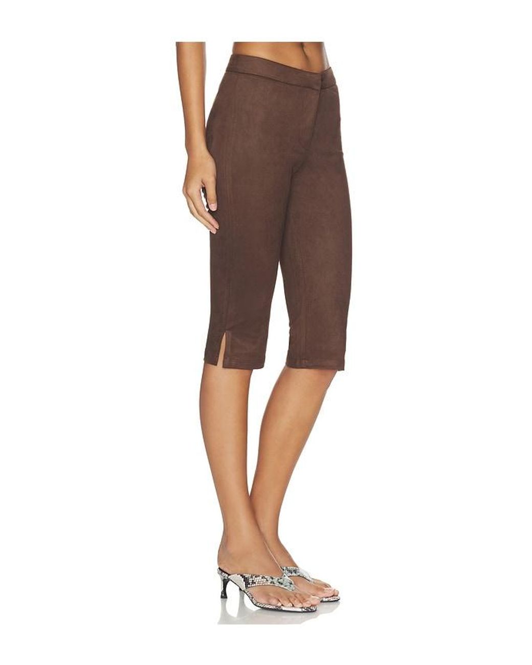 superdown Brown Ayla Faux Suede Capri