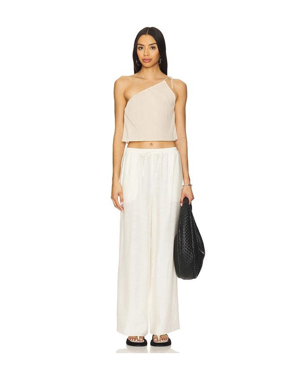 Onia White Textured Gauze Wide Leg Pant