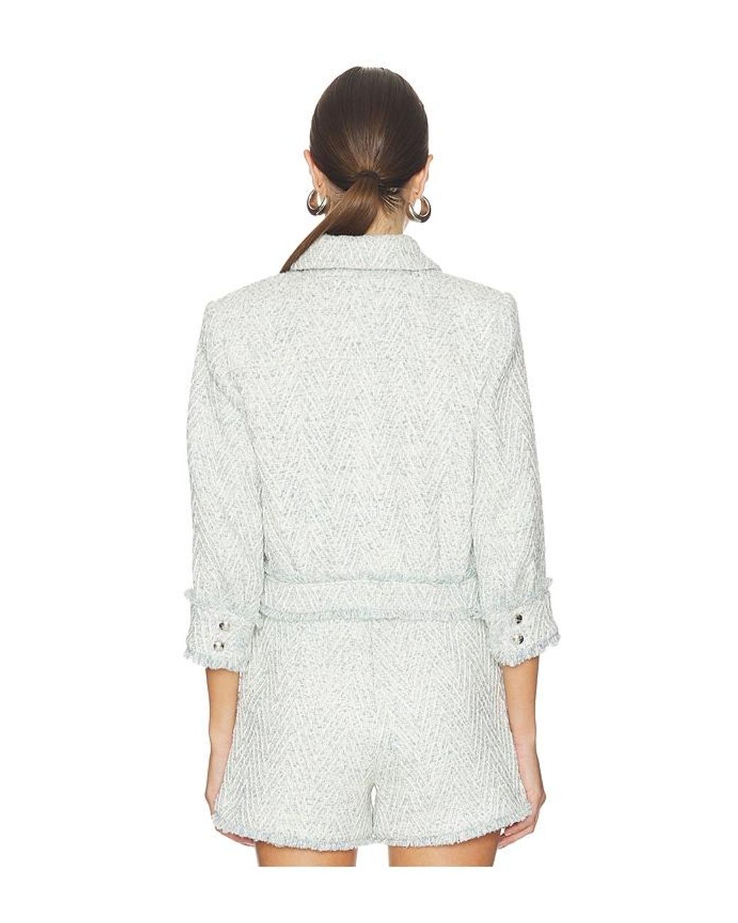 L'Agence White Jia Crop 3/ Sleeve Fringe Jacket