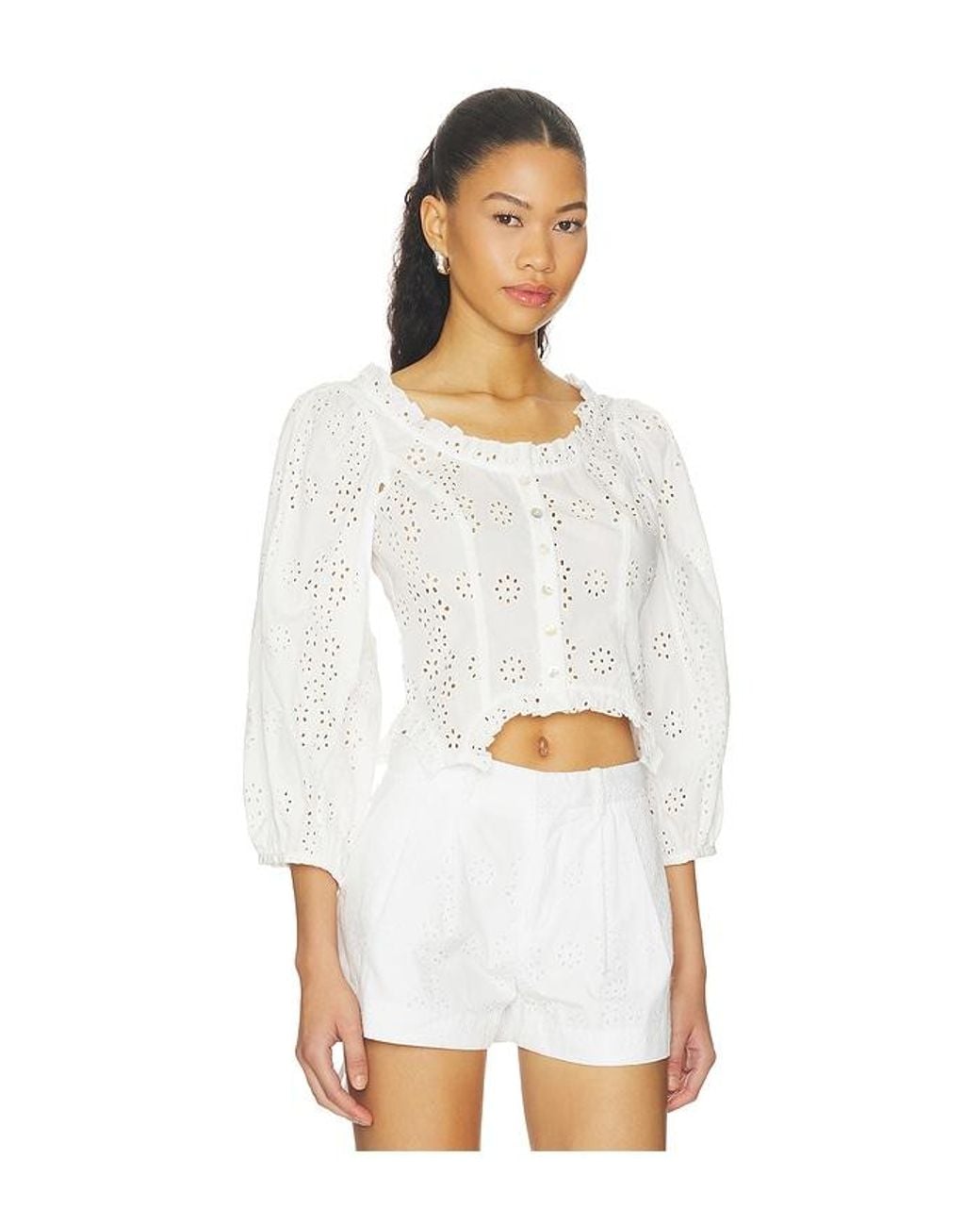 Sandy Liang White Palisade Top