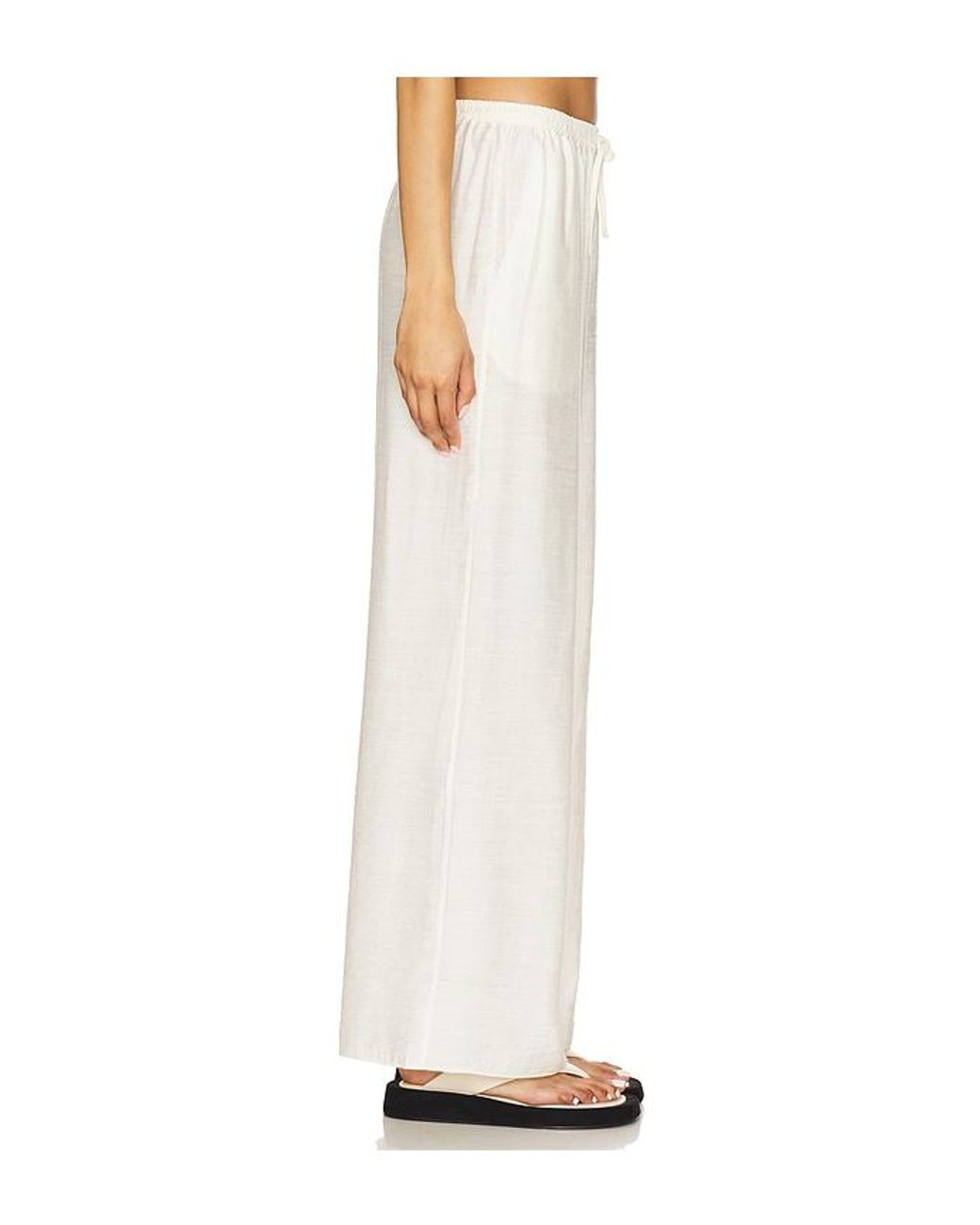 Onia White Textured Gauze Wide Leg Pant