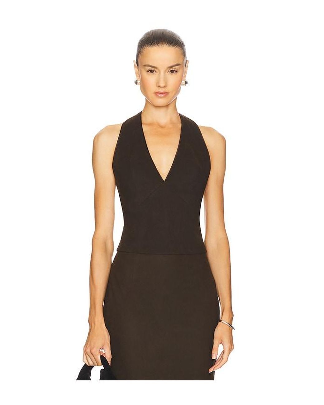 SAU LEE Black Nomi Suede Top