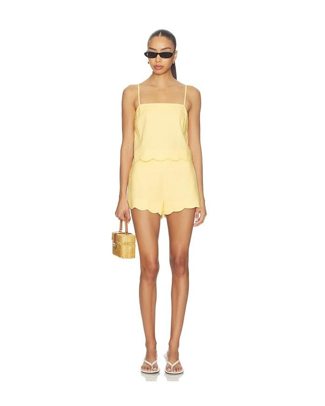 MINKPINK Yellow Grazia Scallop Hem Cami