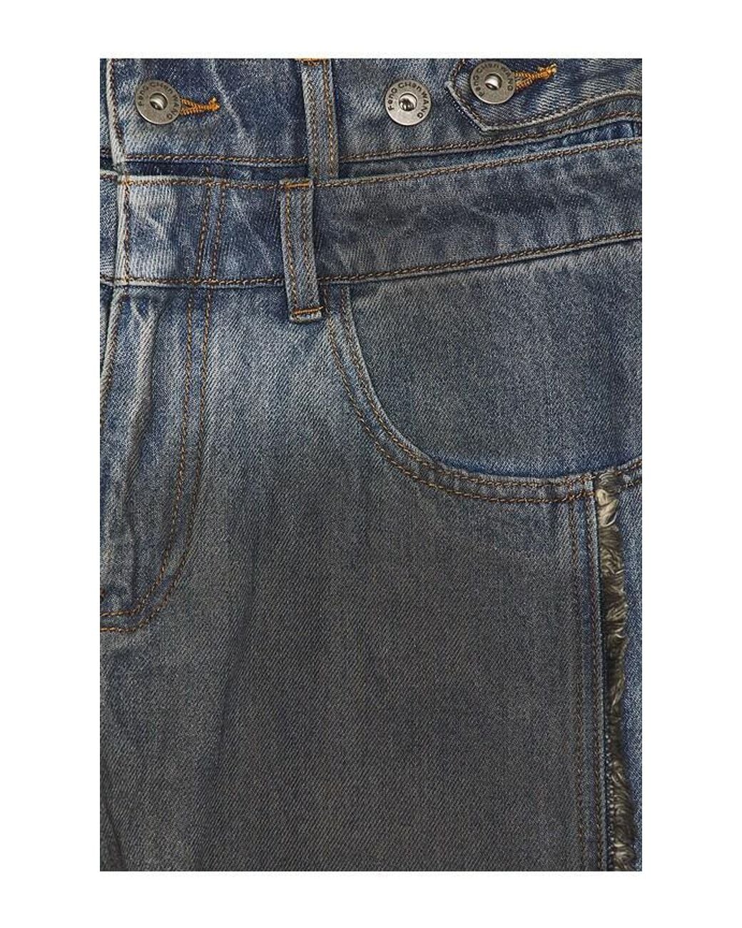 Feng Chen Wang Blue Double Waist Gradient Denim Trousers for men