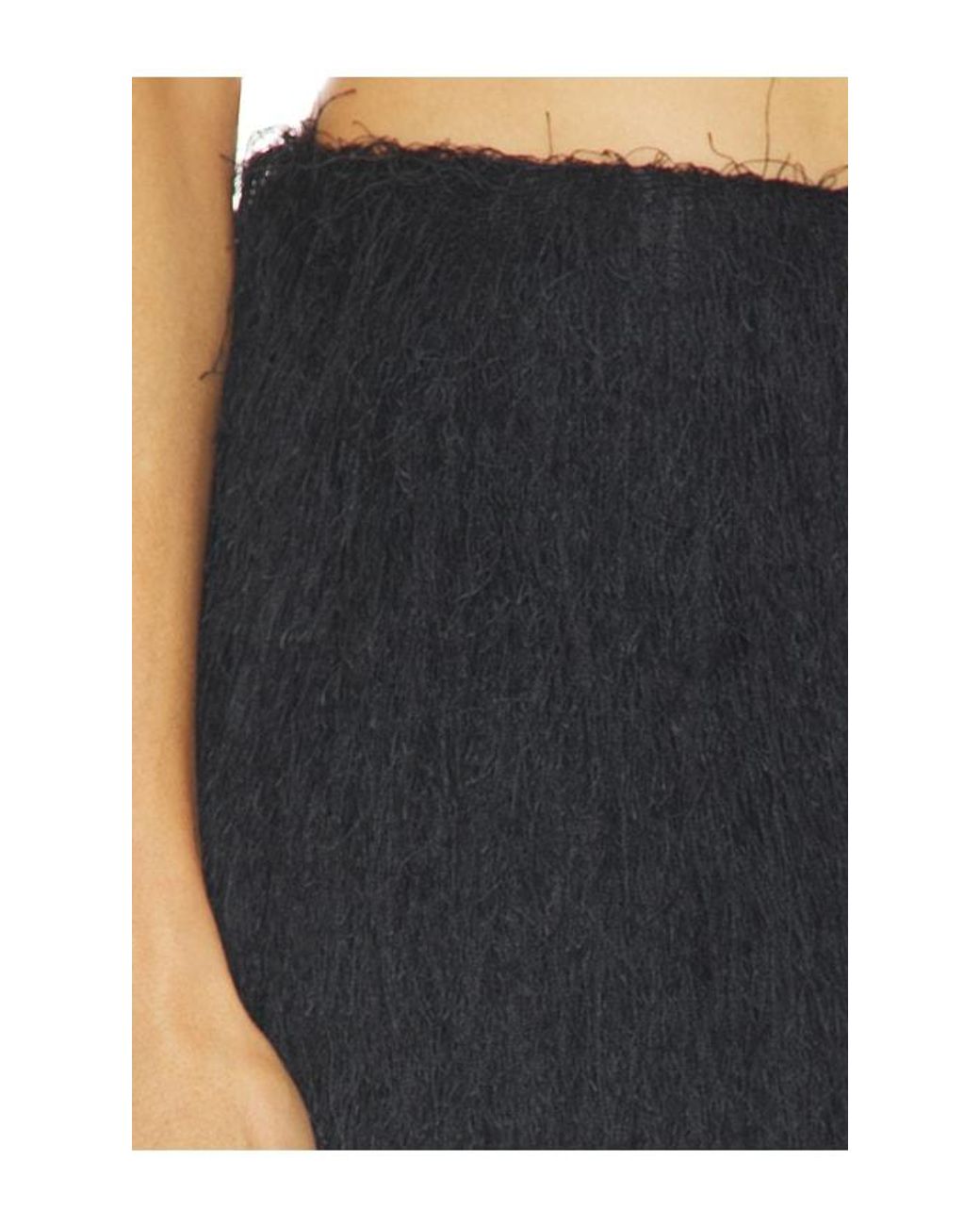 AEXAE Black Polyester Fringe Mini Skirt