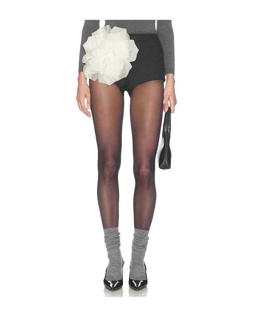 Milkwhite Black Short With Flower