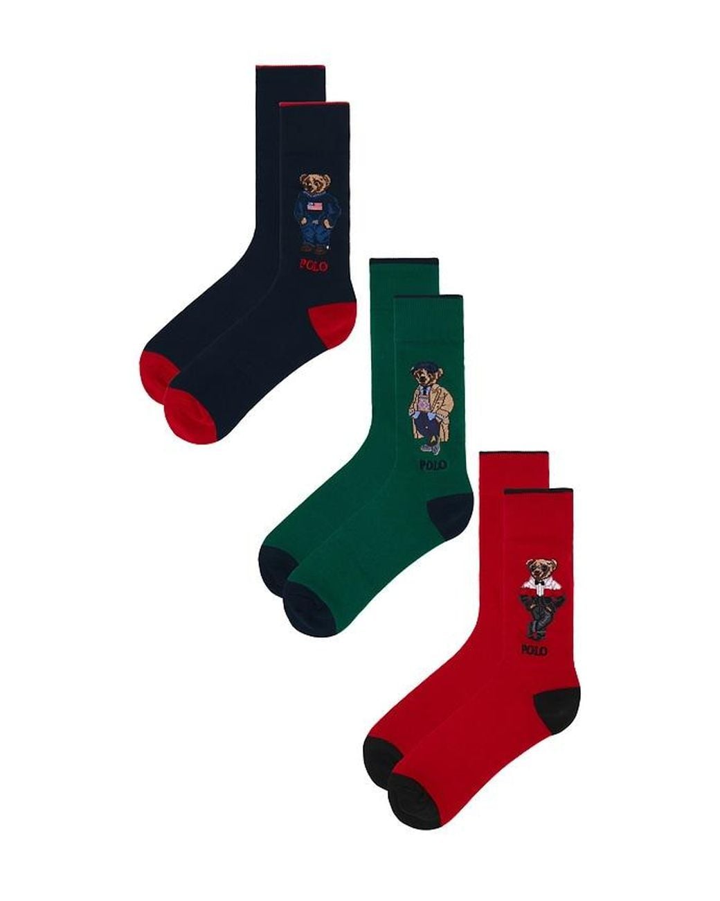 Polo Ralph Lauren Blue Seasonal Bears Slack Socks 3-Pack Giftbox for men