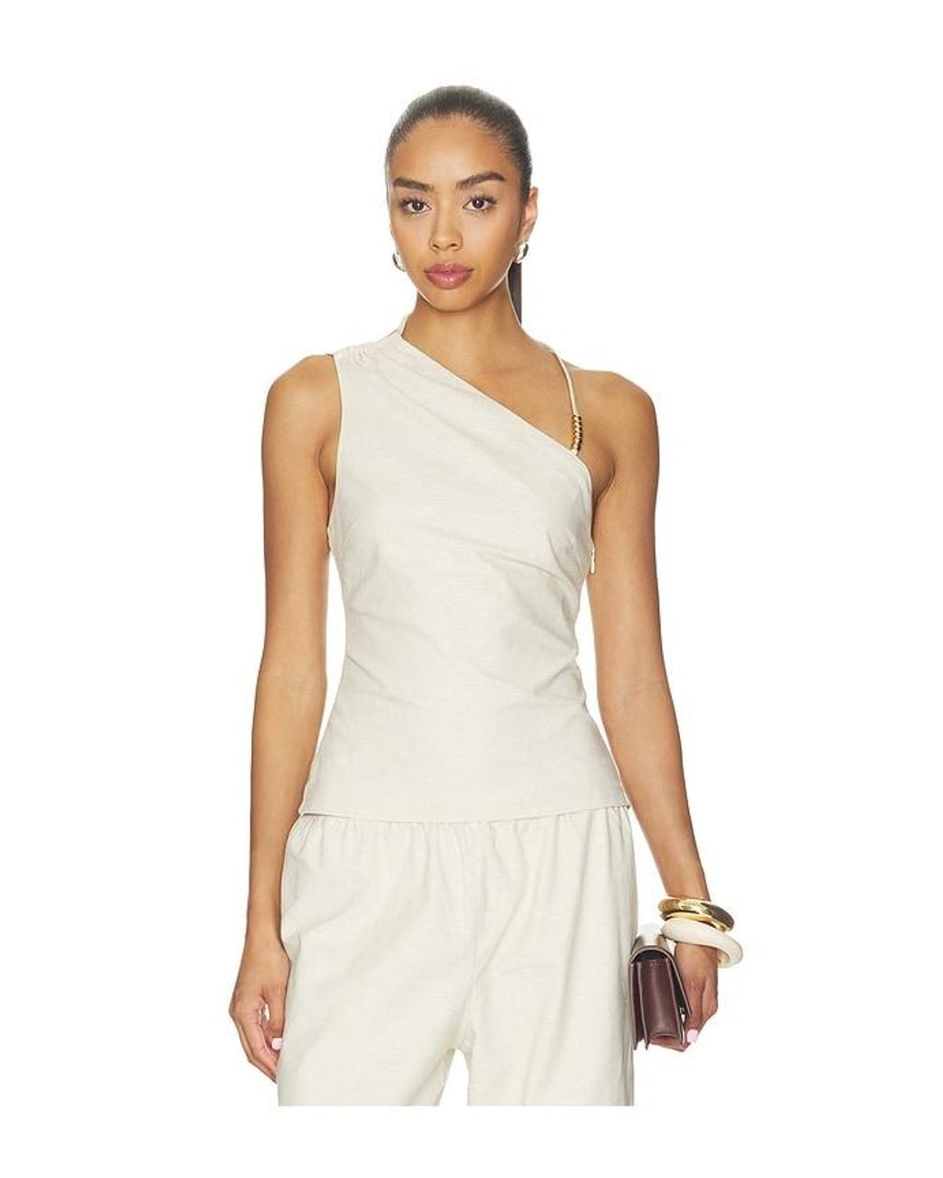 ALL THE WAYS Natural Simone Asymmetrical Top