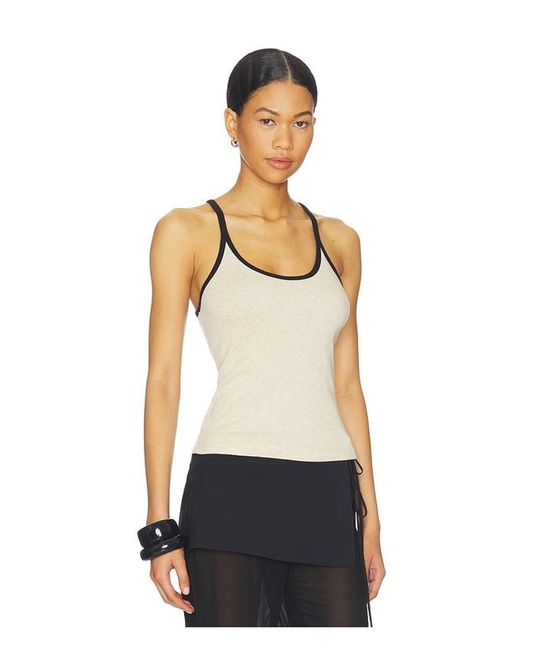 Enza Costa White Classic Ringer Scoop Tank