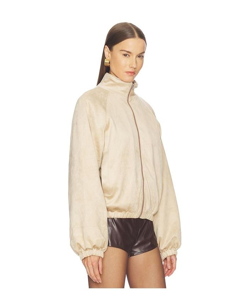 Lovers + Friends Natural Cody Faux Suede Bomber