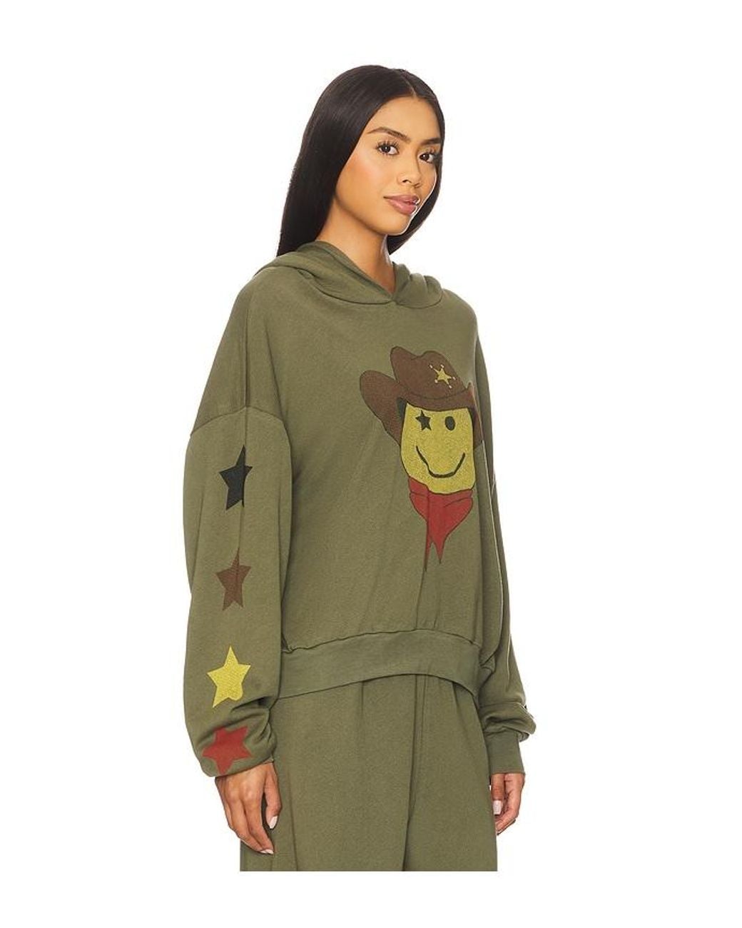 Lauren Moshi Green Cowboy Happyface Pullover Hoodie