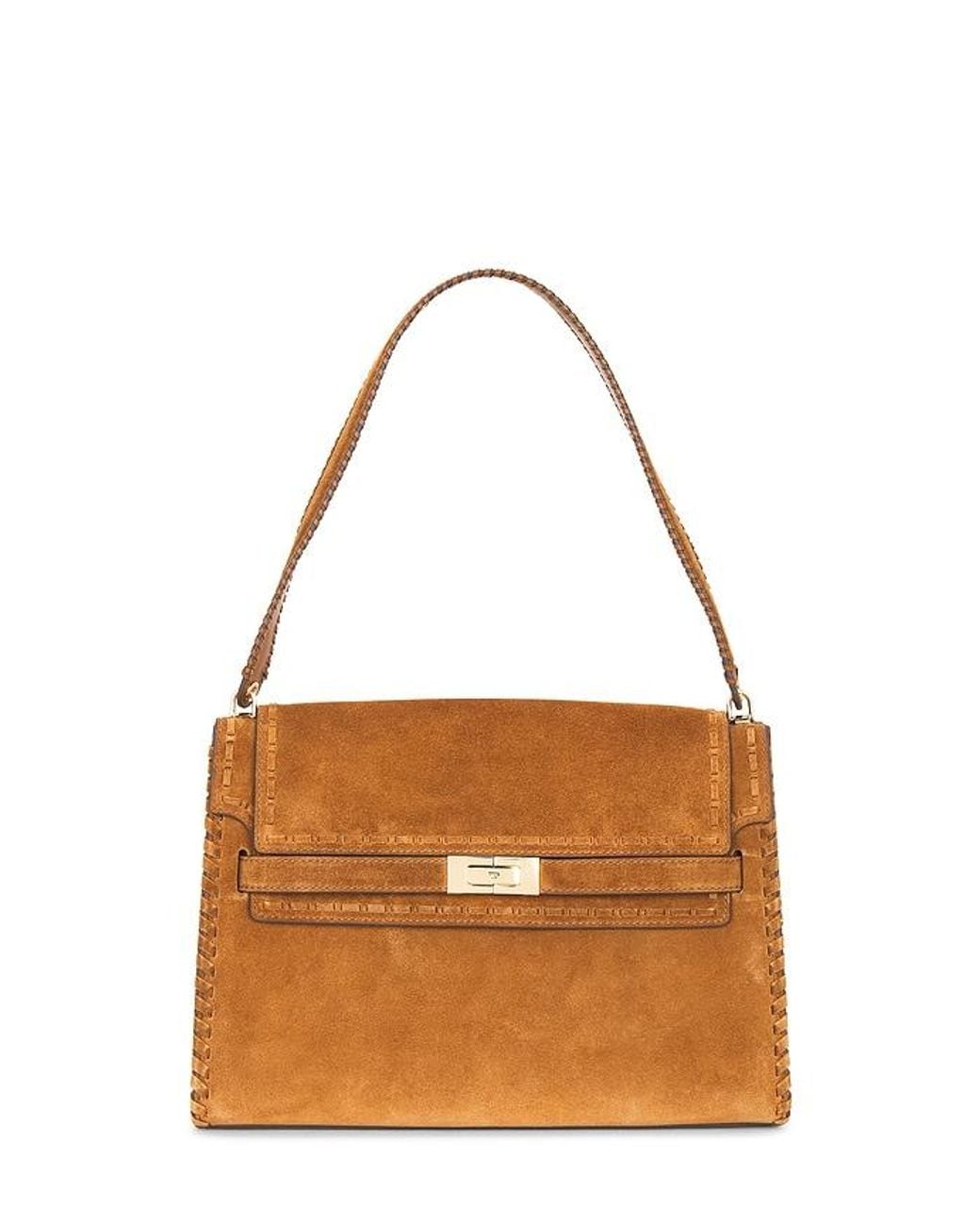 Tory Burch Brown Lee Radziwill Suede Large Shoulder Bag